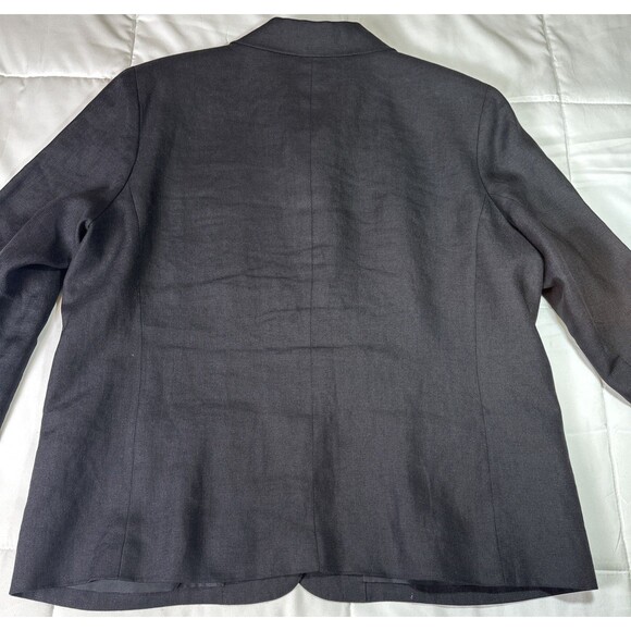 Talbots Blazer Jacket Irish Linen Black 3 Button 3/4 Sleeve Pockets Size 14 - Picture 4 of 9